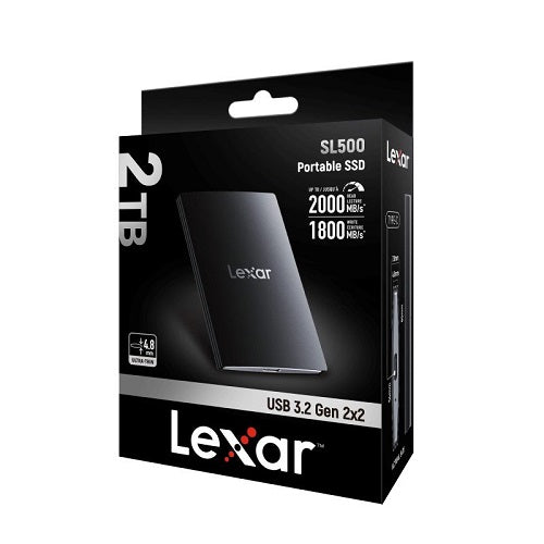 Lexar SL500 Portable SSD 2TB, with magnetic assembly for attaching to smartphones or camera with MagSafe. 5 year Wty, Black