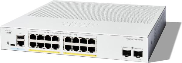 Cisco Catalyst 1300, 16-Port Managed Switch with 16 Gigabit Ethernet PoE+ with 120W Power Budget and 2 Gigabit SFP Ports