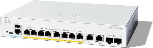 Cisco Catalyst 1300, 8-Port Managed Switch with 8 Gigabit Ethernet PoE+ with 67W Power Budget 2 Gigabit Copper/ SFP Combo Ports