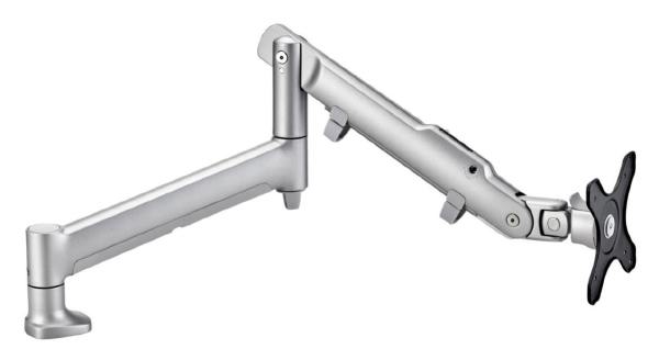 Atdec AWMS-DB Dynamic Monitor Arm. F-Clamp Desk Fixing. Max Load 9kg. Up to 32" screens. Silver