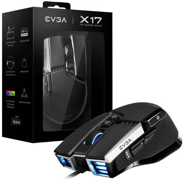EVGA X17 Gaming Mouse Wired Black 903-W1-17BK-K3