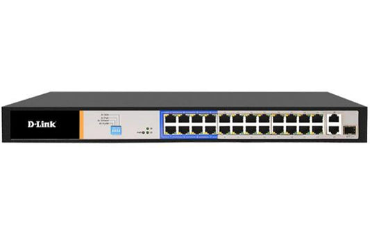 D-Link 26-Port Unmanaged PoE Switch with 24 PoE RJ45 and 2 Uplink Ports
