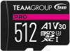Team Group PRO V30  MicroSDXC Memory Card 512GB, R/W (Max) 100MB/s 90MB/s, 1500/500 IOPs, V30, UHS-I U3 With SD Adapter