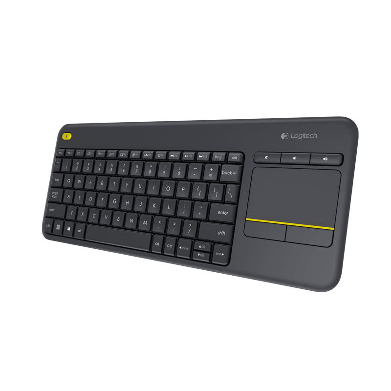 Logitech Wireless Keyboard K400 Plus, Black, USB Receiver, Inbuilt Touch Pad (Powered by 2xAA, included)